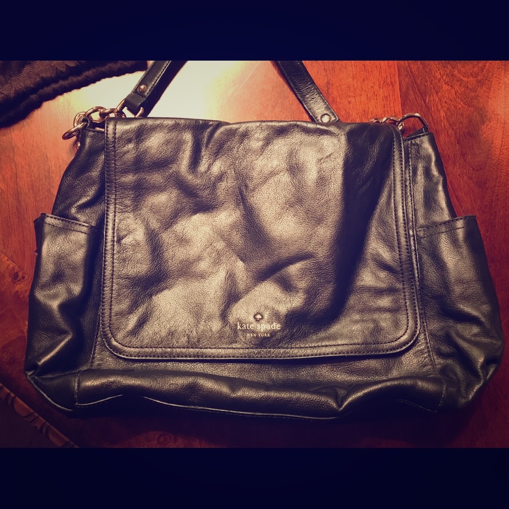 Kate Spade Black leather messenger bag NWOT